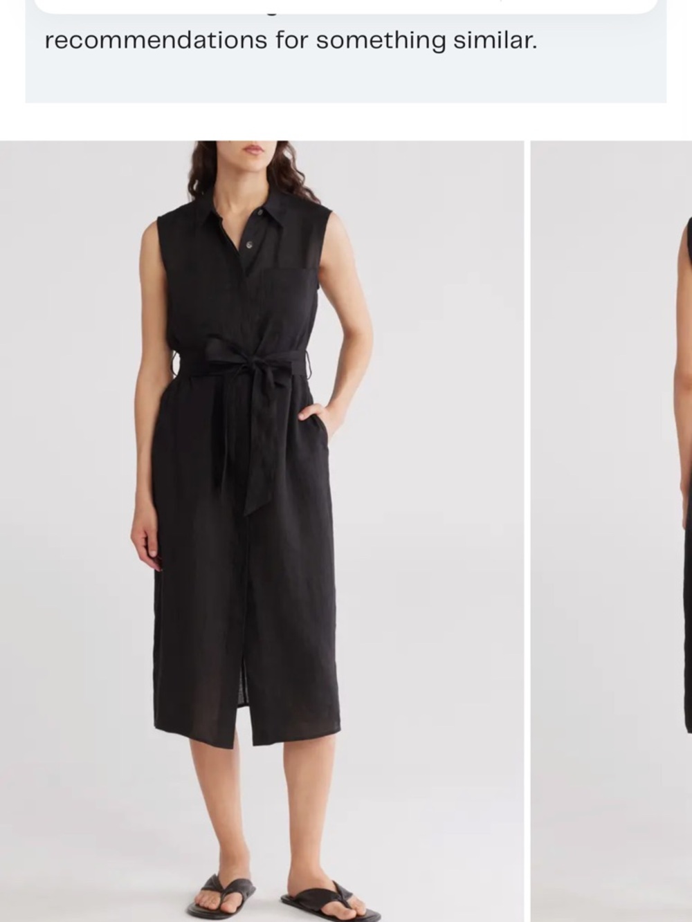 Saks Fifth Avenue Sleeveless Button-Front Black Shirt Dress with Tie Waist